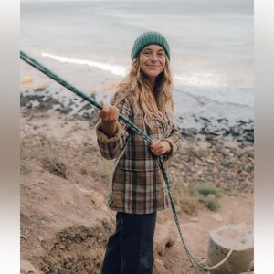 MOLLUSK CALIFORNIA SEAGROVE PLAID WOOL BLEND FAUX SHEARLING JACKET SIZE S